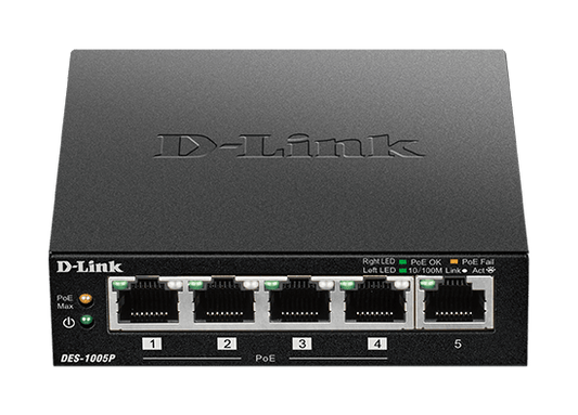 DES - 1005P Switch D - Link 5 - Port Fast Ethernet PoE Unmanaged Desktop 60W - Pan store