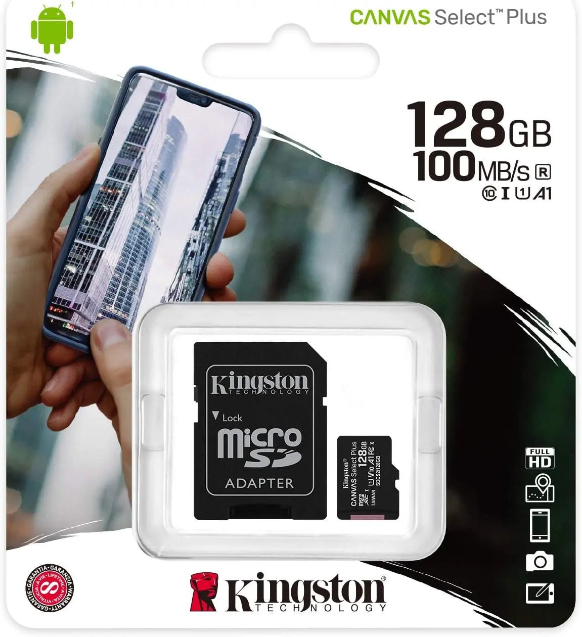 High - performance 128GB Micro SD card with adapter by Kingston. - Pan store