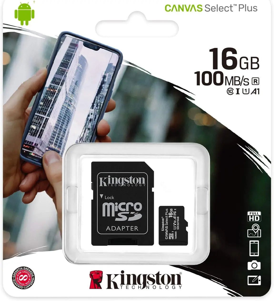 High - performance 16GB Micro SD card with adapter by Kingston. - Pan store