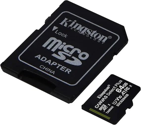 High - performance 64GB Micro SD card with adapter by Kingston. - Pan store