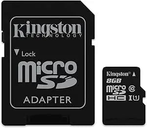 High - performance 8GB Micro SD card with adapter by Kingston. - Pan store