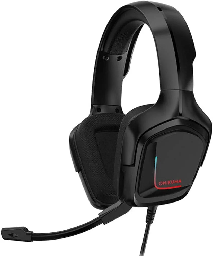 ONIKUMA K20 Socket USB Stereo Gaming Headset with LED Light and Noise Isolating - Black - Pan store