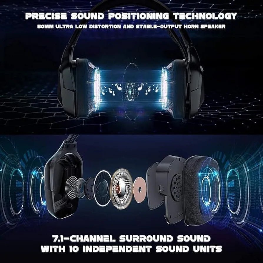 ONIKUMA K20 Socket USB Stereo Gaming Headset with LED Light and Noise Isolating - Black - Pan store