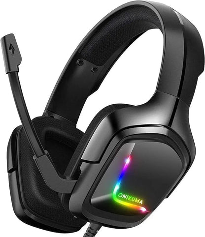 ONIKUMA K20 Socket USB Stereo Gaming Headset with LED Light and Noise Isolating - Black - Pan store