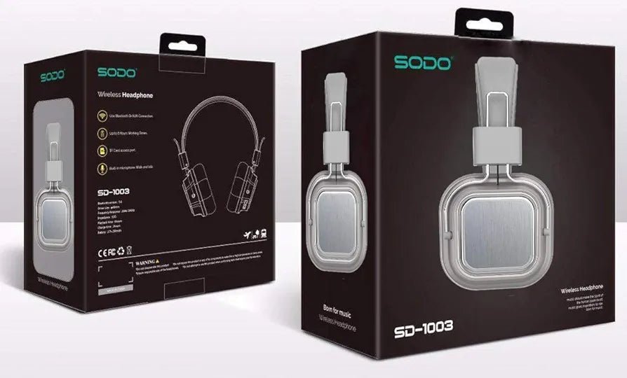 SODO SD - 1003 Use Bluetooth 5 Dual Mode Wired Wireless Headphone/AUX/TF Card/Built in Microphone Walk And Talk - Silver - Pan store